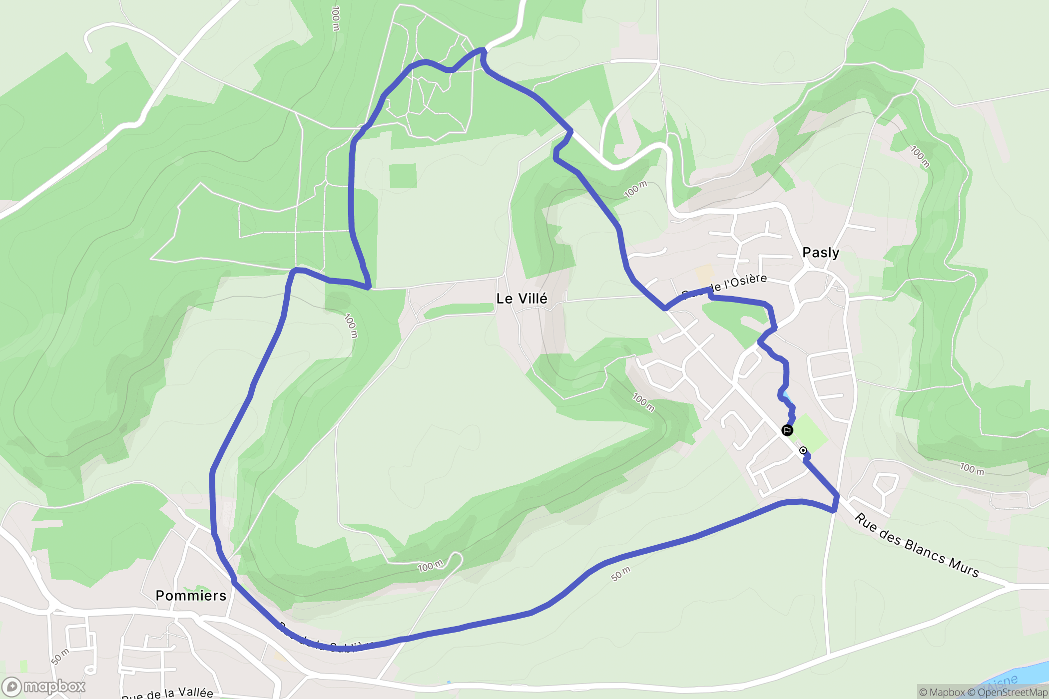 Pasly : carte du parcours de randonnée - France