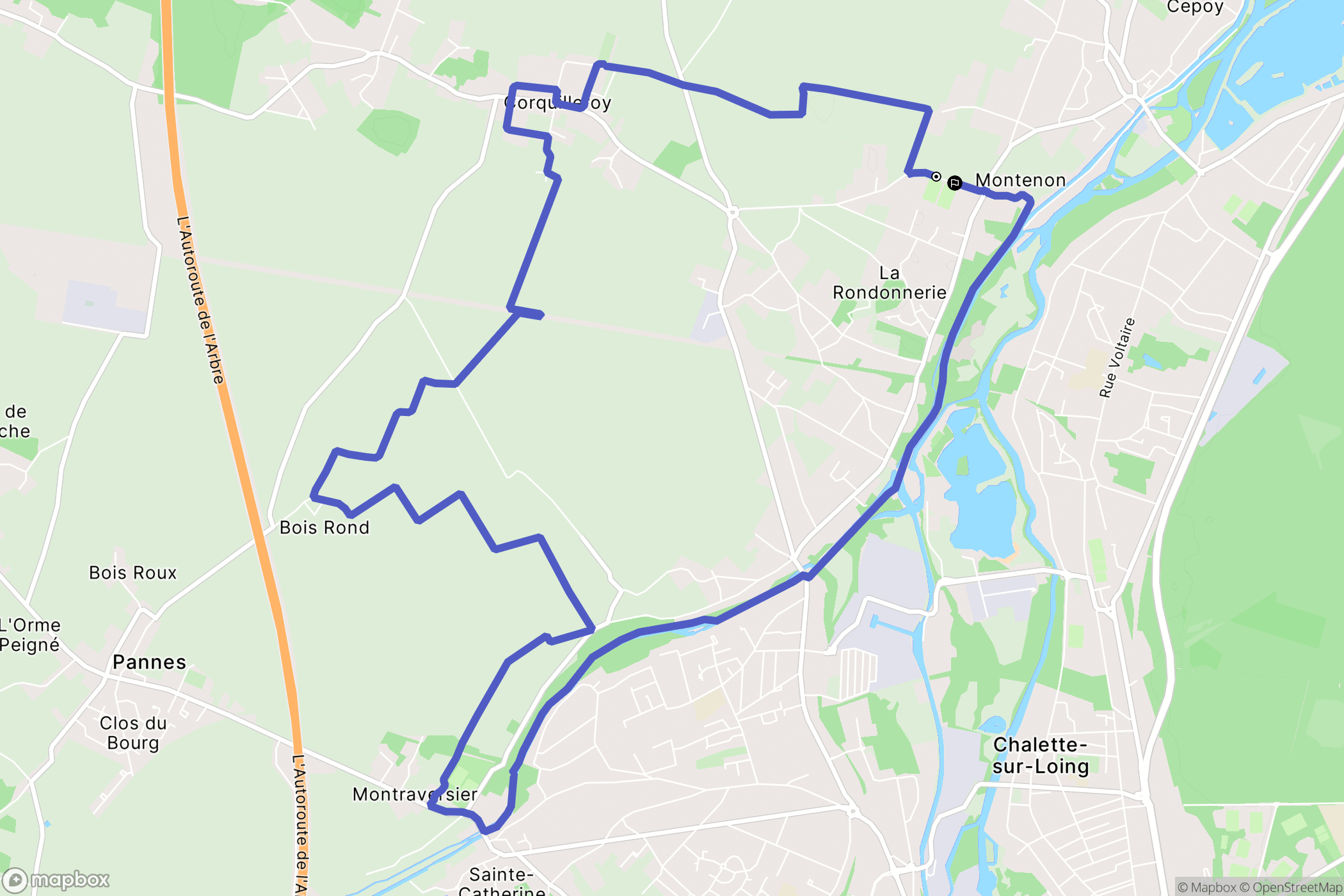 Cepoy : carte du parcours de randonnée - France