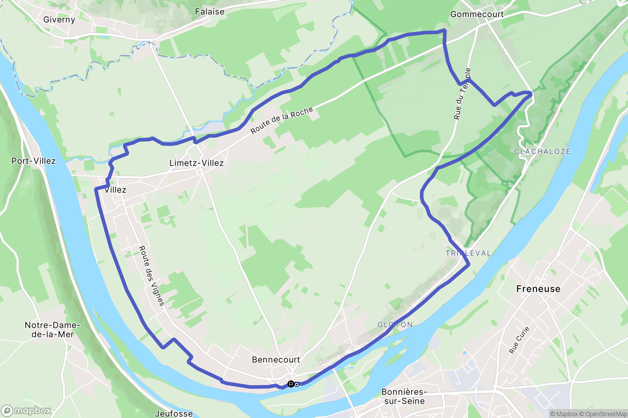 Bennecourt : carte du parcours de randonnée - France