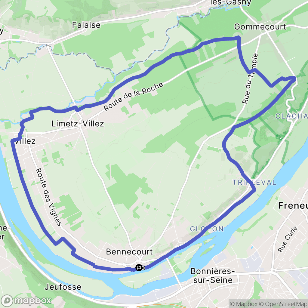 Bennecourt : carte du parcours de randonnée - France