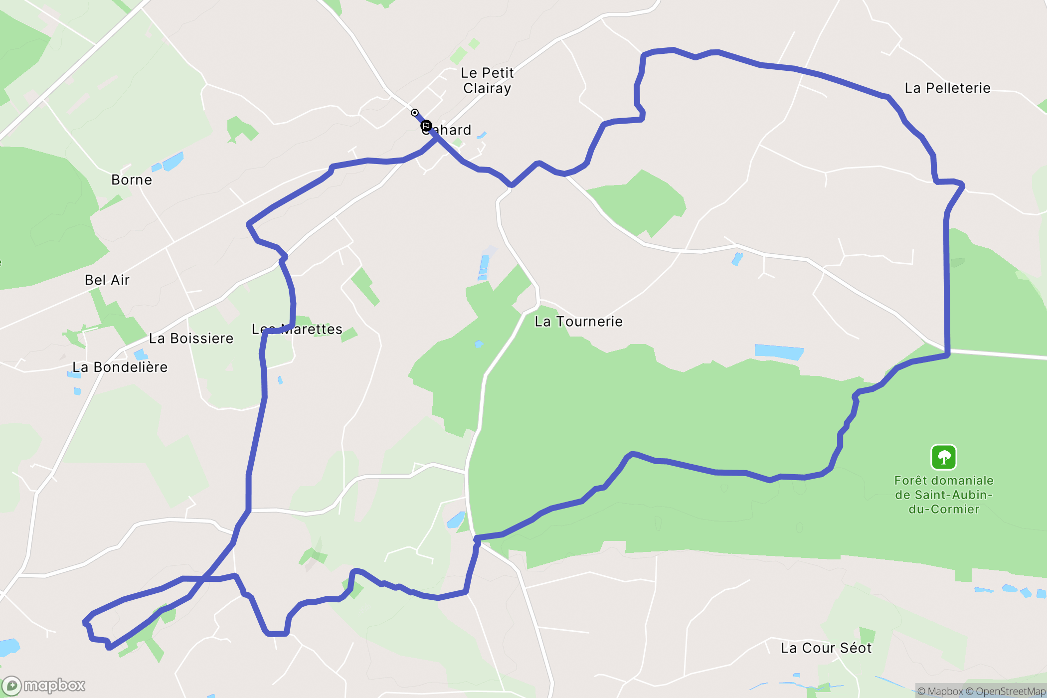 Gahard : carte du parcours de randonnée - France