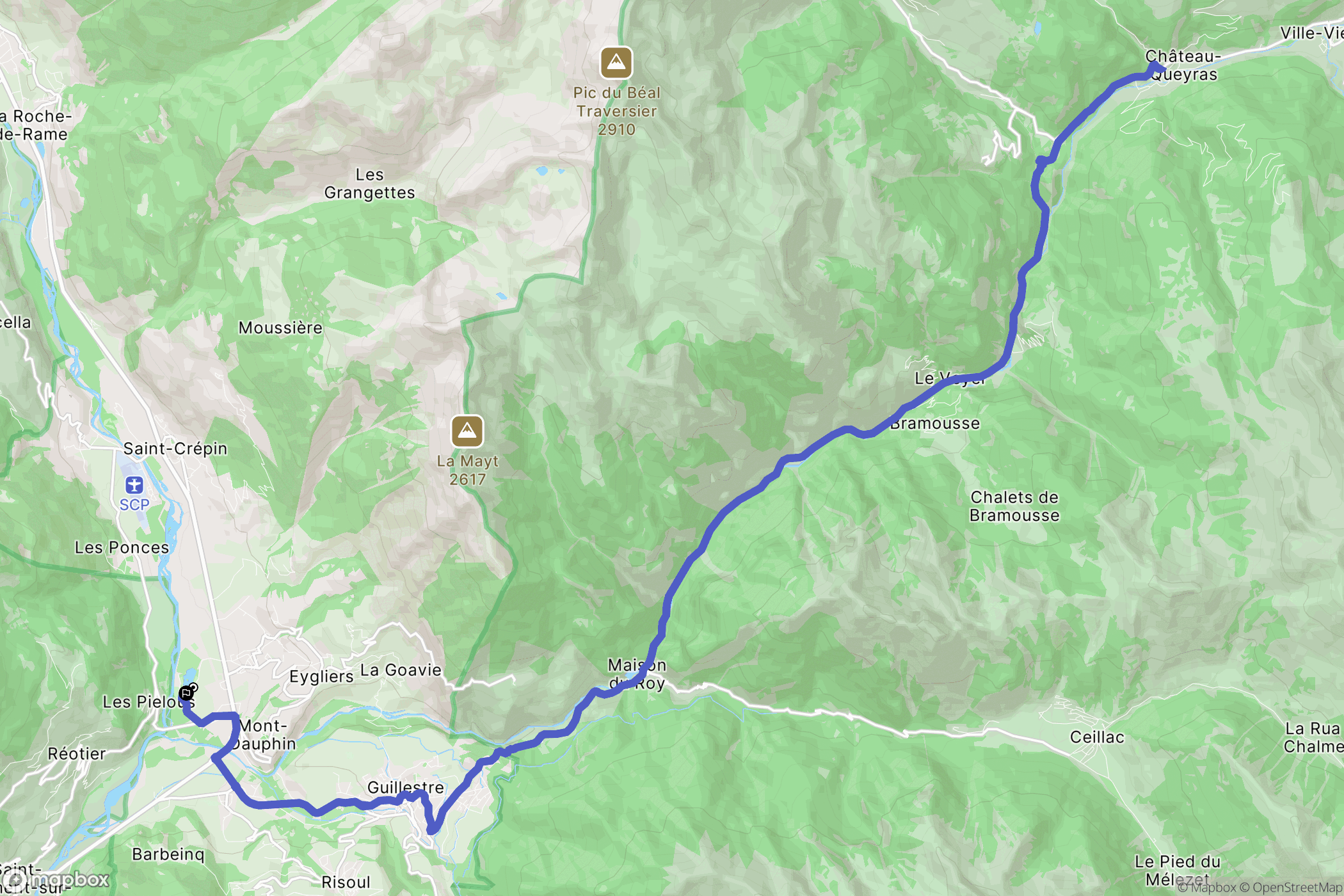 Eygliers : carte du parcours de randonnée - France