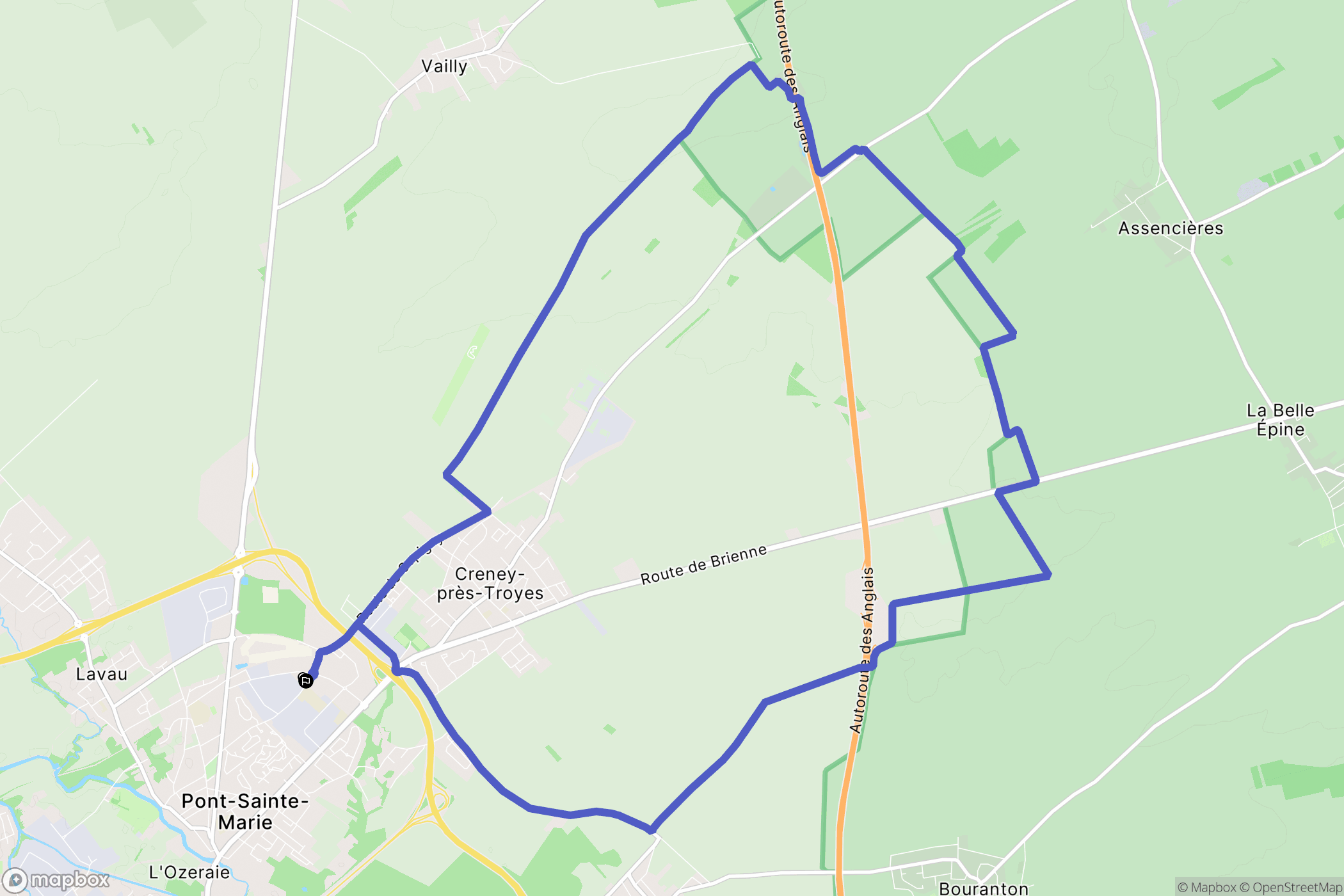 Pont-Sainte-Marie : carte du parcours de randonnée - France