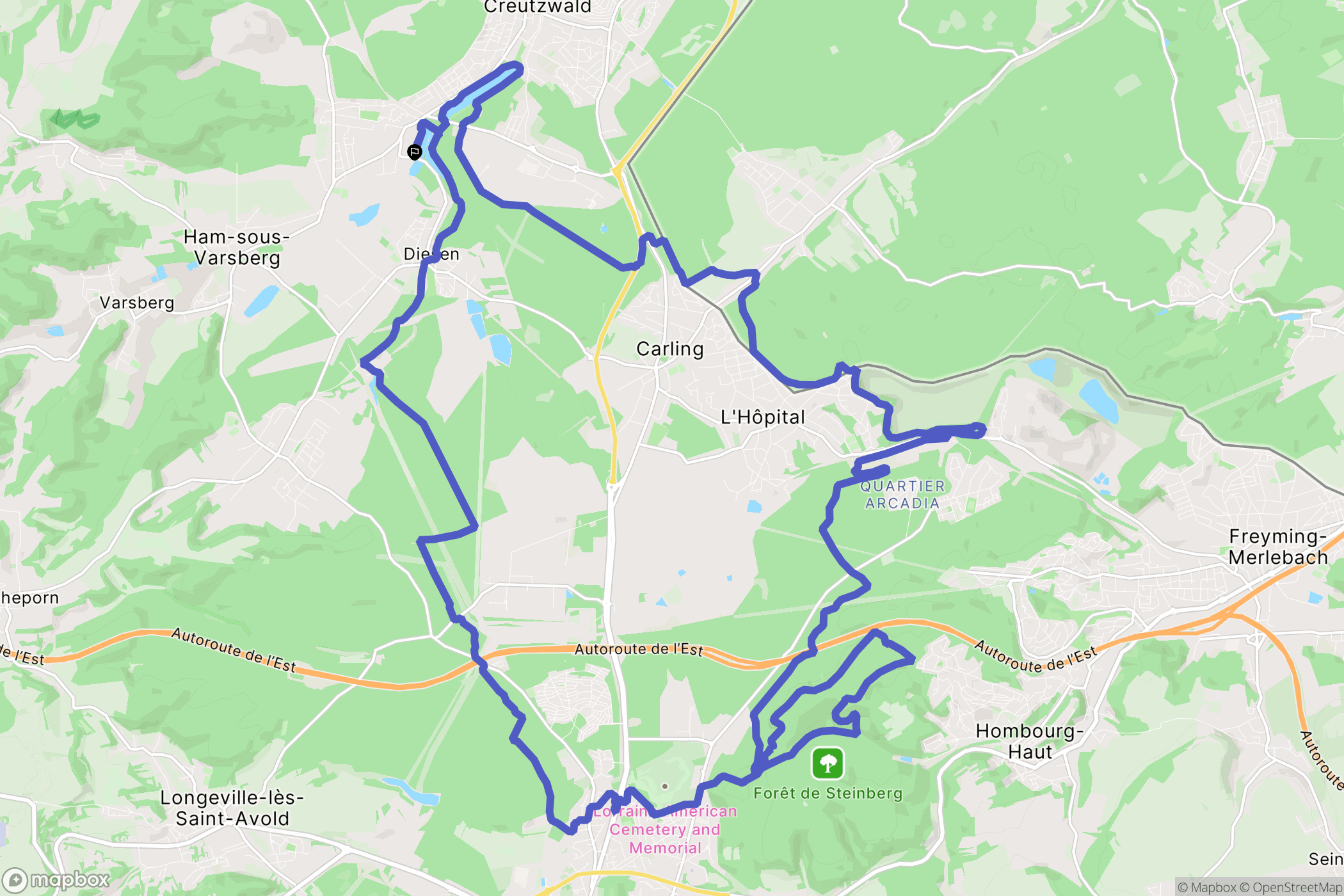 Ham-sous-Varsberg : carte du parcours de randonnée - France