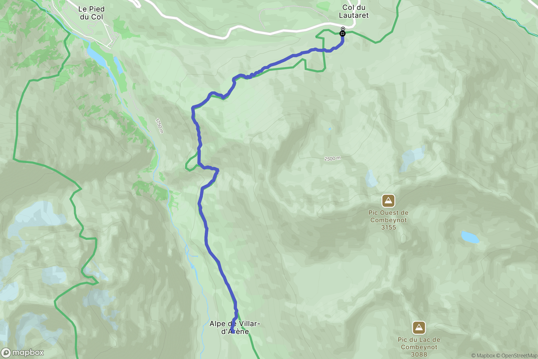 Villar-d'Arêne : carte du parcours de randonnée - France
