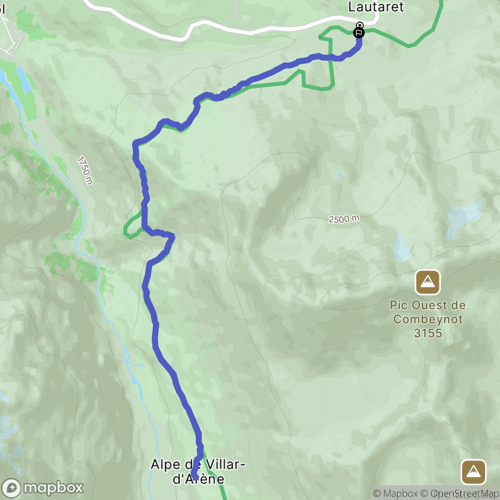 Villar-d'Arêne : carte du parcours de randonnée - France