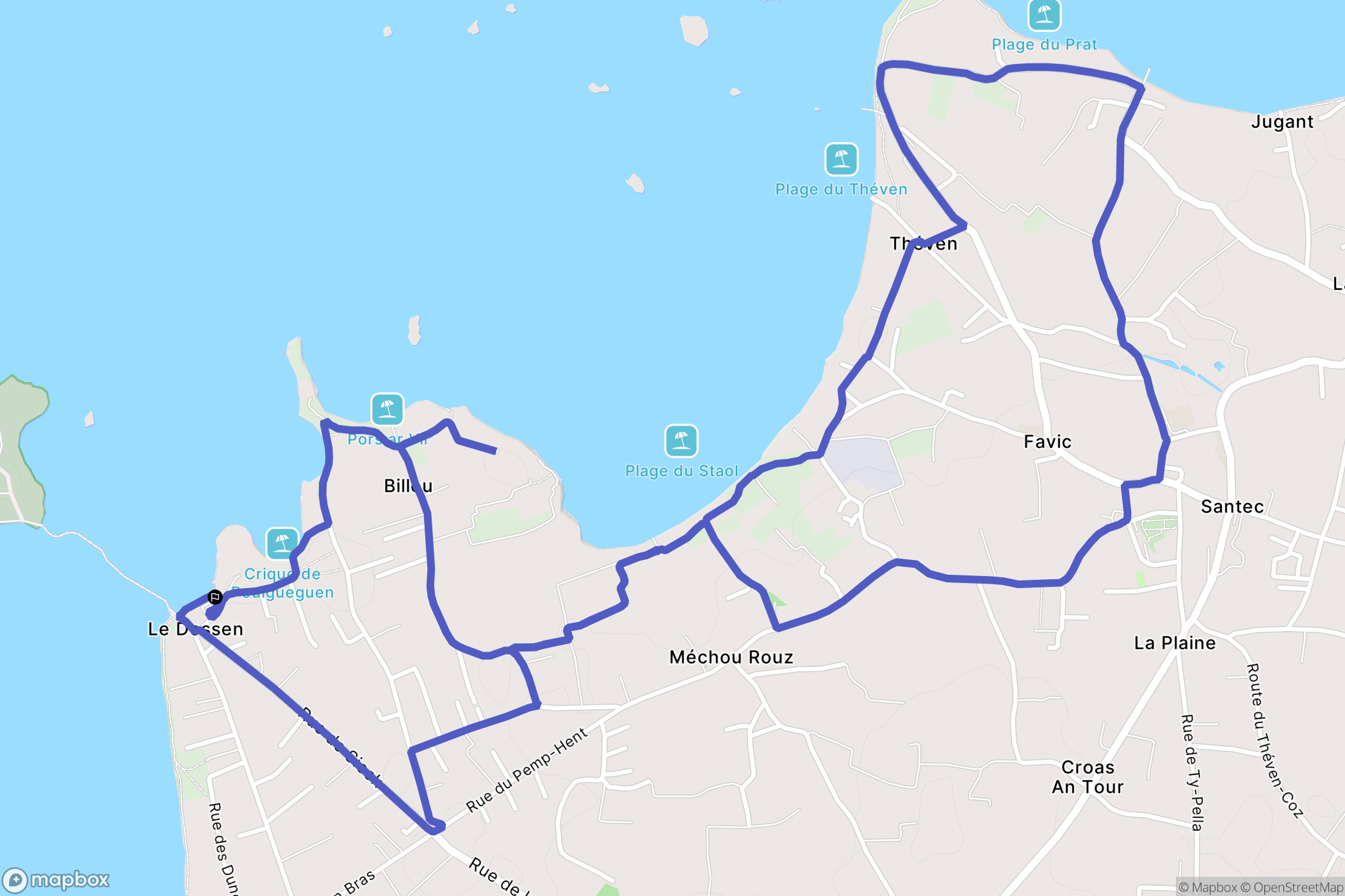 Santec : carte du parcours de randonnée - France