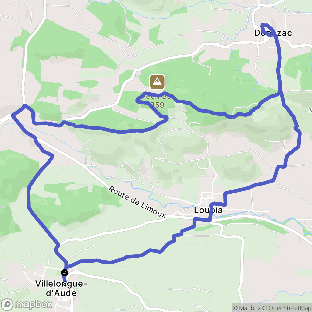 Villelongue-d'Aude : carte du parcours de randonnée - France