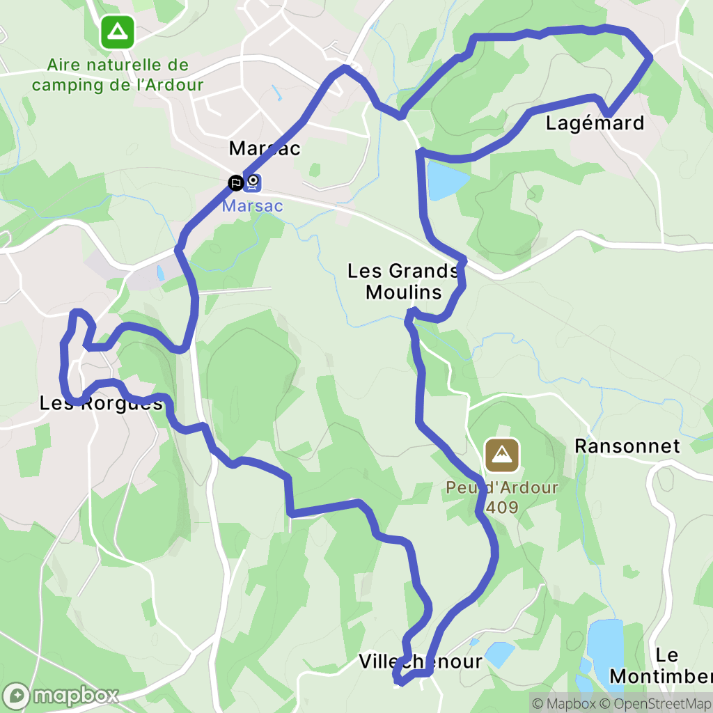 Marsac : carte du parcours de randonnée - France