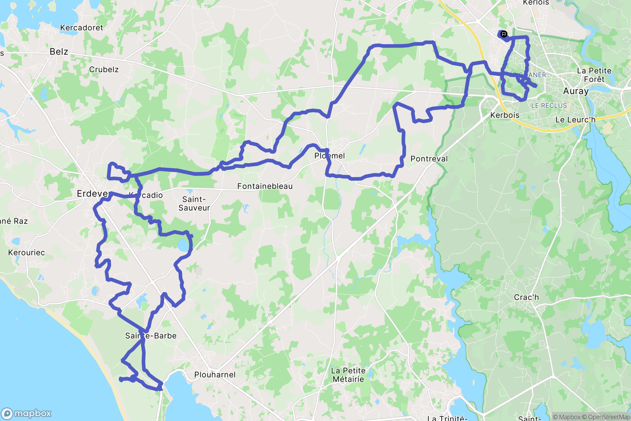 Brech : carte du parcours de randonnée - France