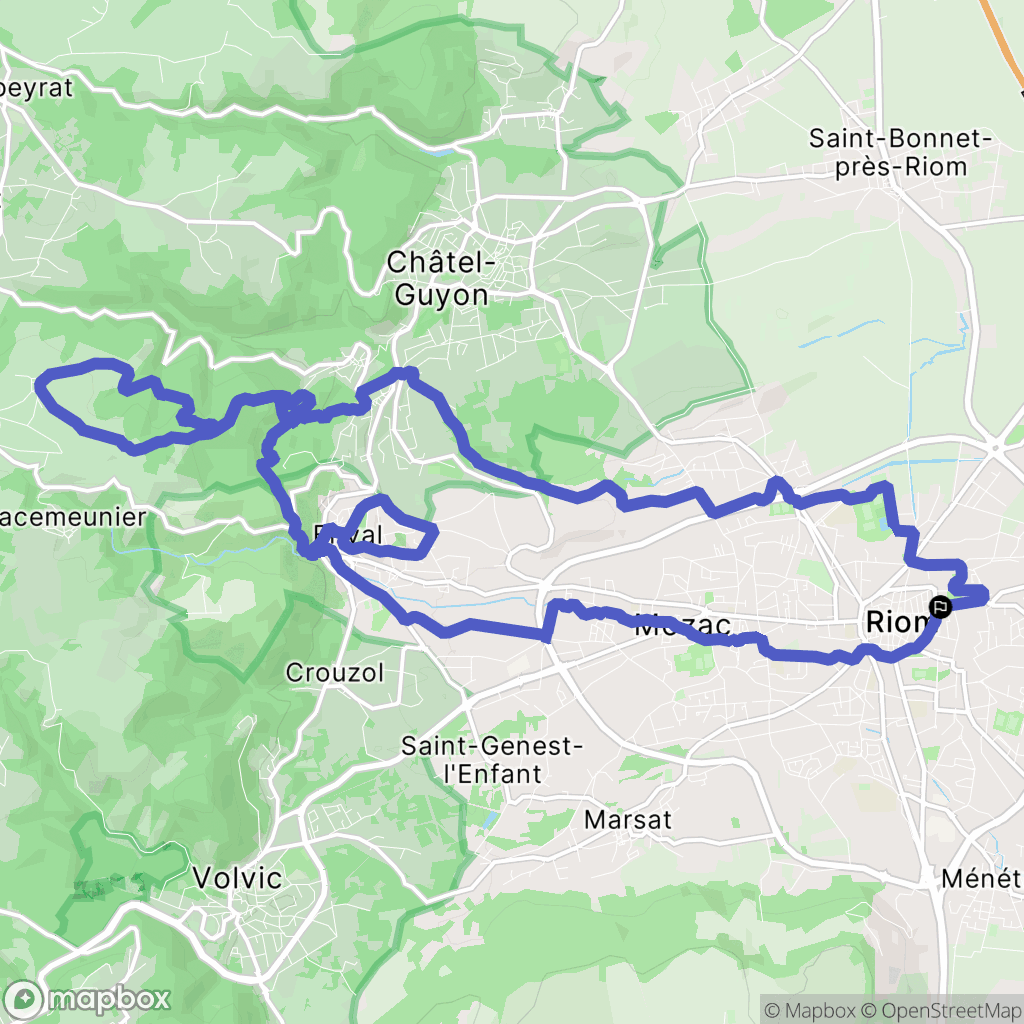Riom : carte du parcours de randonnée - France