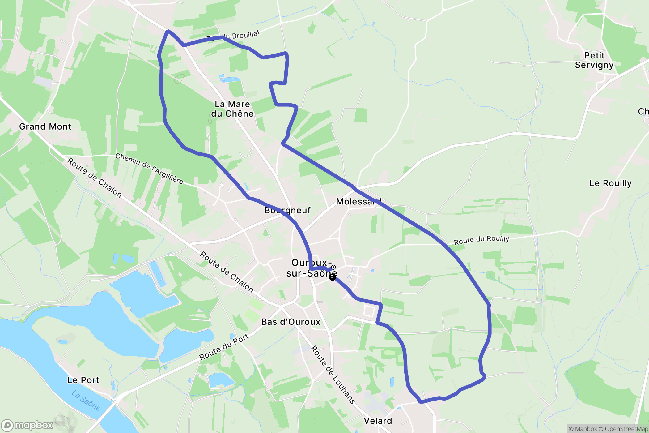 Ouroux-sur-Saône : carte du parcours de randonnée - France