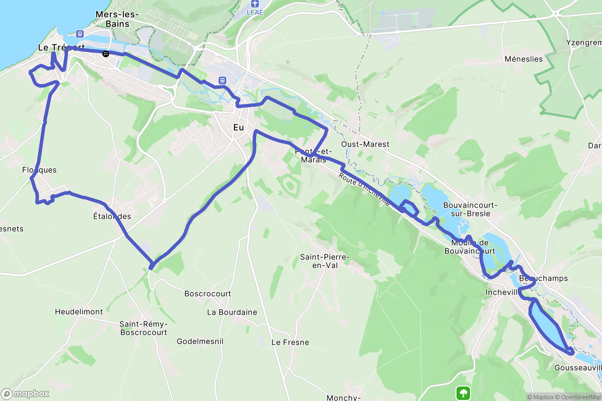 Le Tréport : carte du parcours de randonnée - France