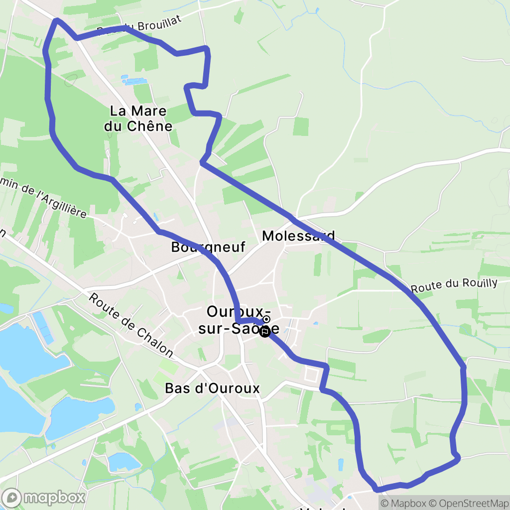Ouroux-sur-Saône : carte du parcours de randonnée - France