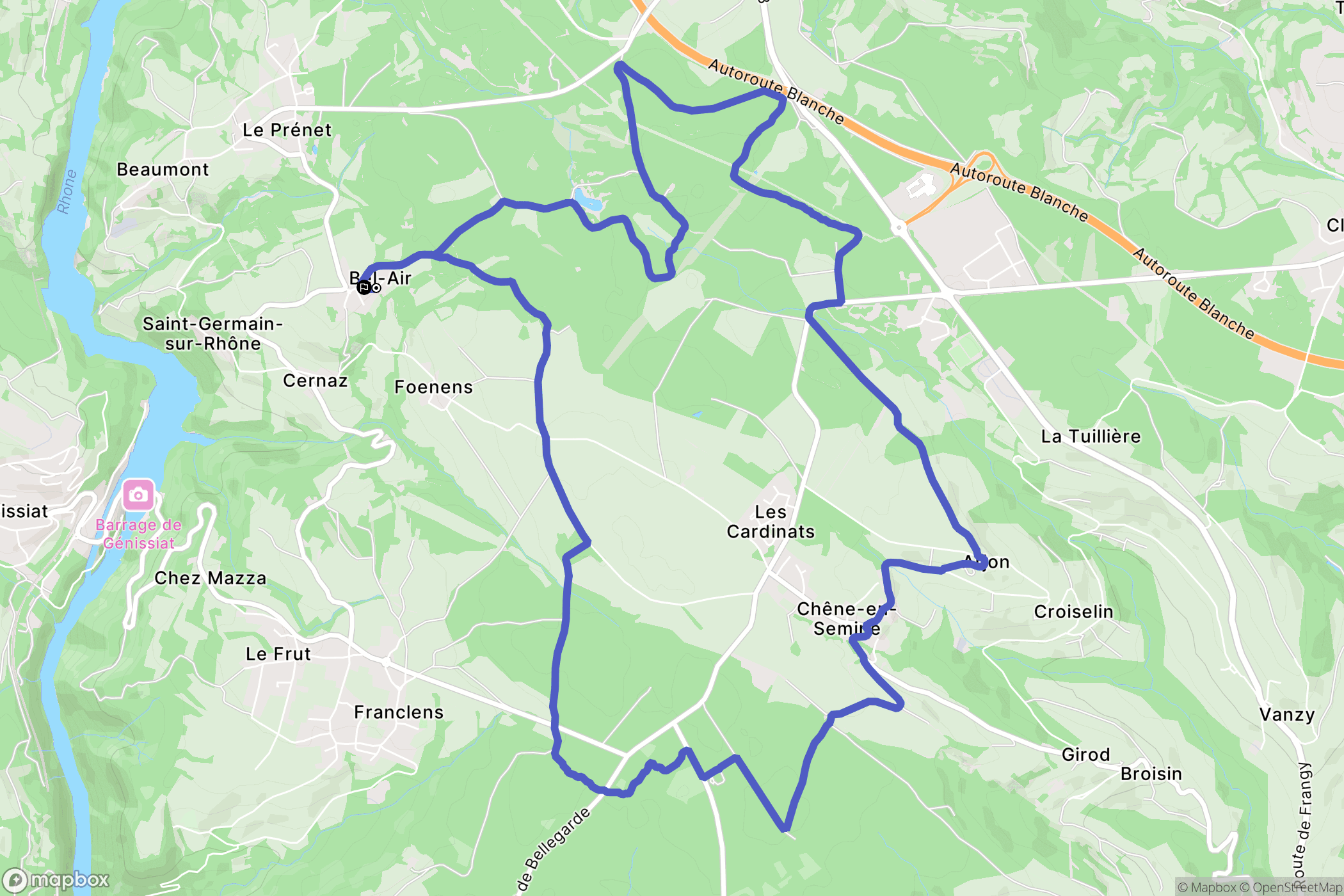 Saint-Germain-sur-Rhône : carte du parcours de randonnée - France