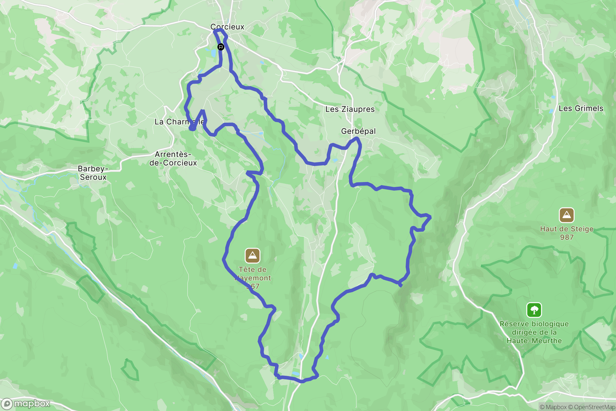Corcieux : carte du parcours de randonnée - France