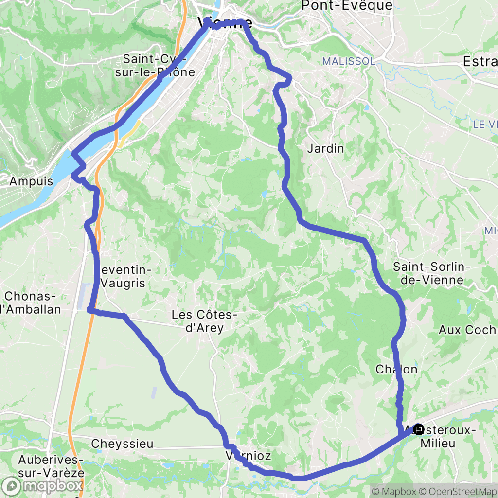 Monsteroux-Milieu : carte du parcours de randonnée - France