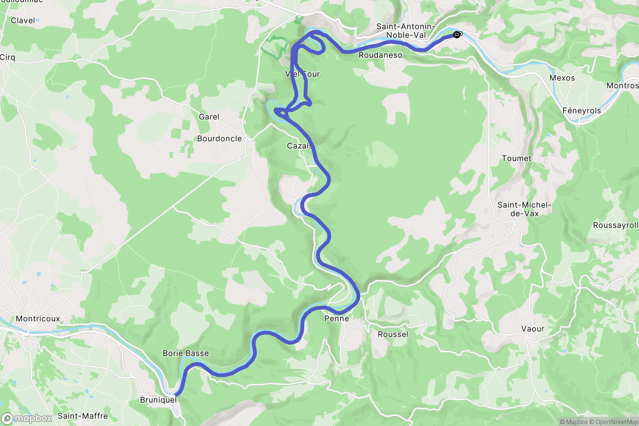 Saint-Antonin-Noble-Val : carte du parcours de randonnée - France