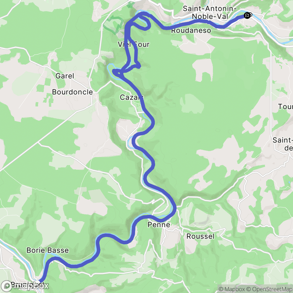 Saint-Antonin-Noble-Val : carte du parcours de randonnée - France