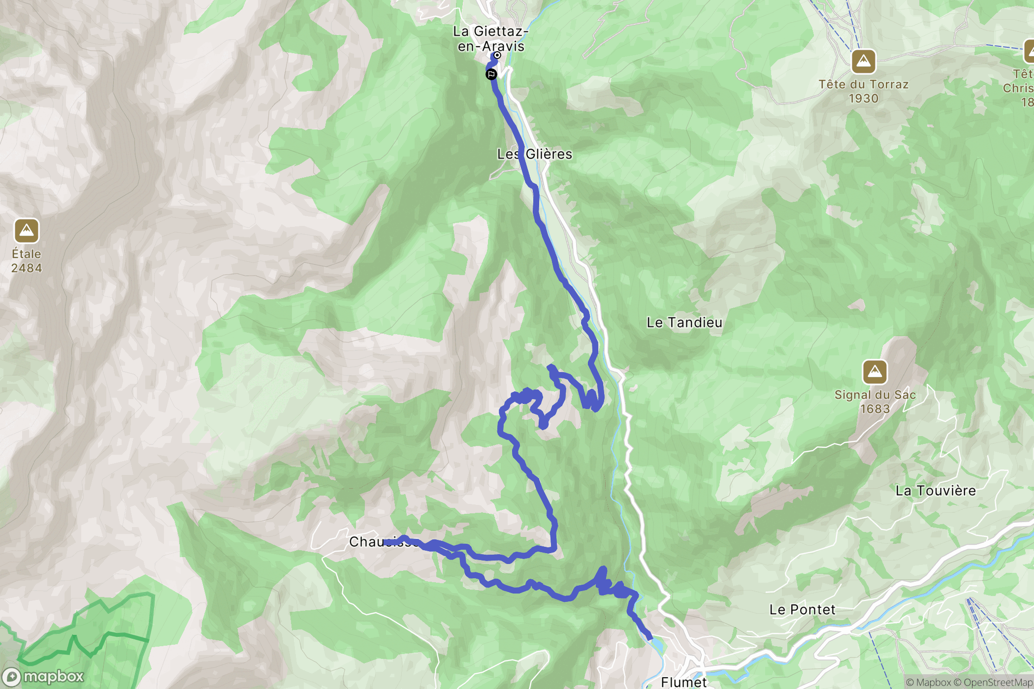La Giettaz : carte du parcours de randonnée - France