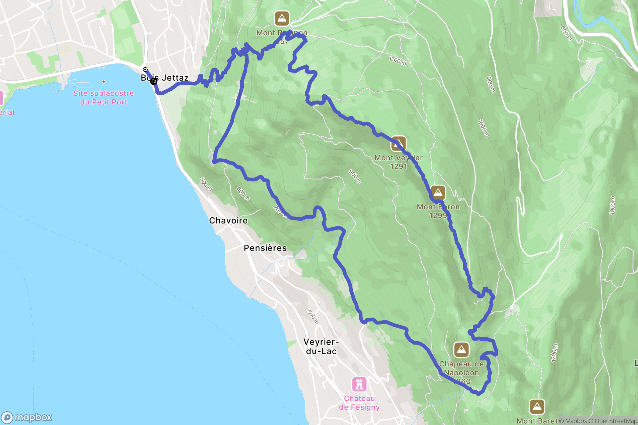 Annecy : carte du parcours de randonnée - France
