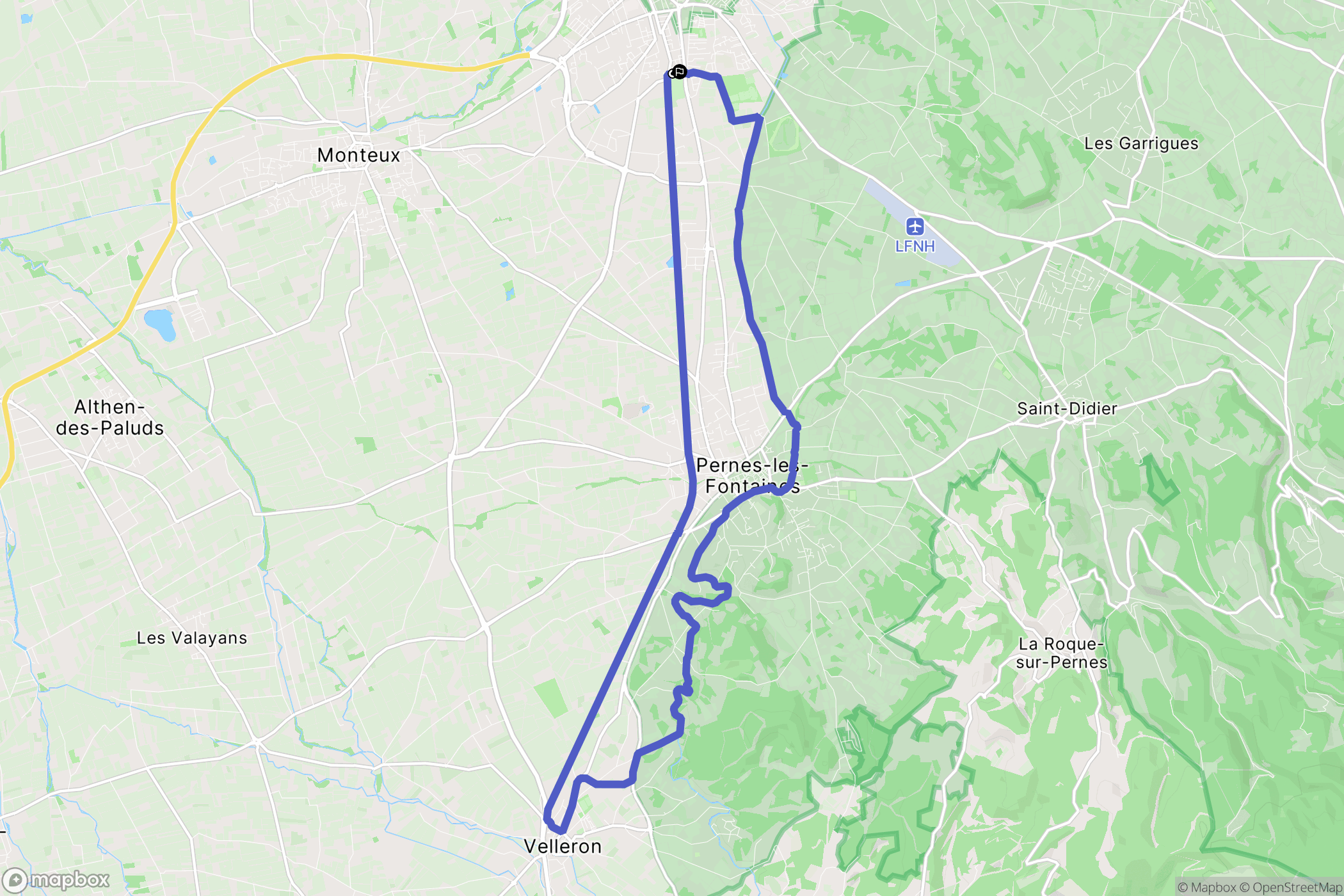 Carpentras : carte du parcours de randonnée - France