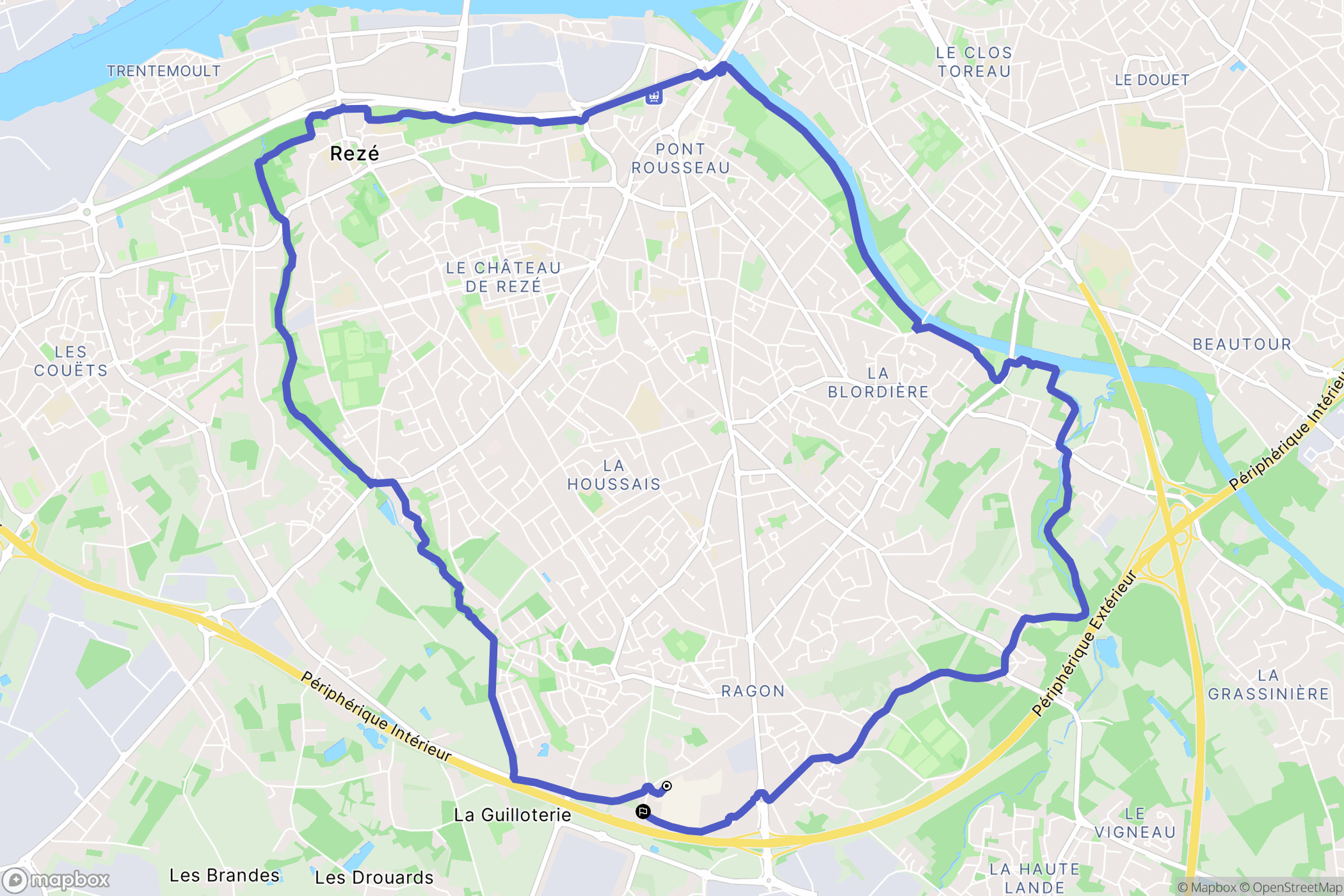 Rezé : carte du parcours de randonnée - France