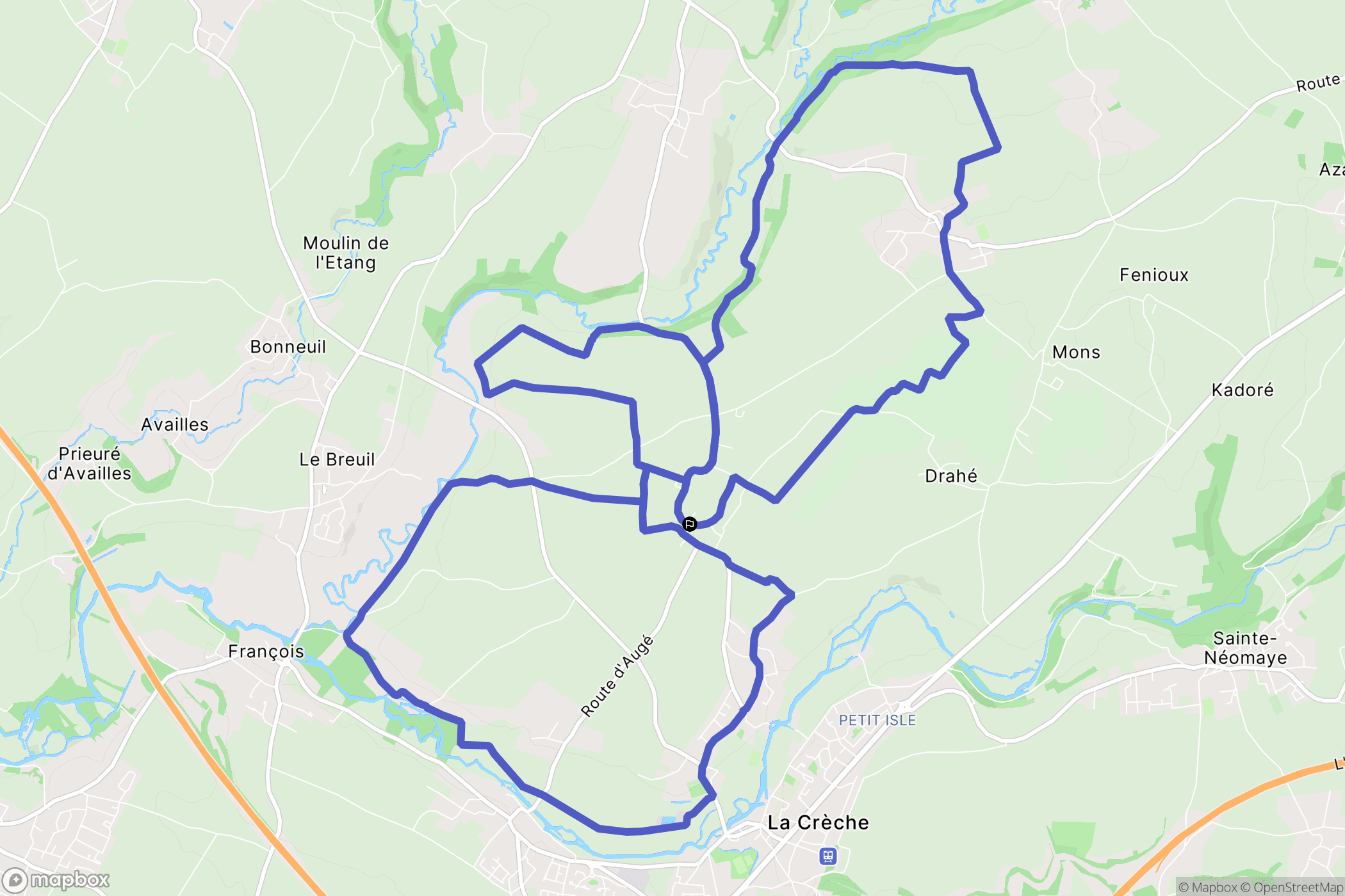 La Crèche : carte du parcours de randonnée - France