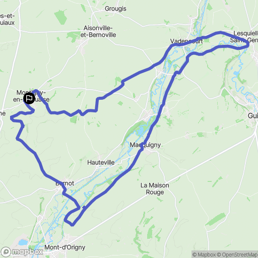 Montigny-en-Arrouaise : carte du parcours de randonnée - France
