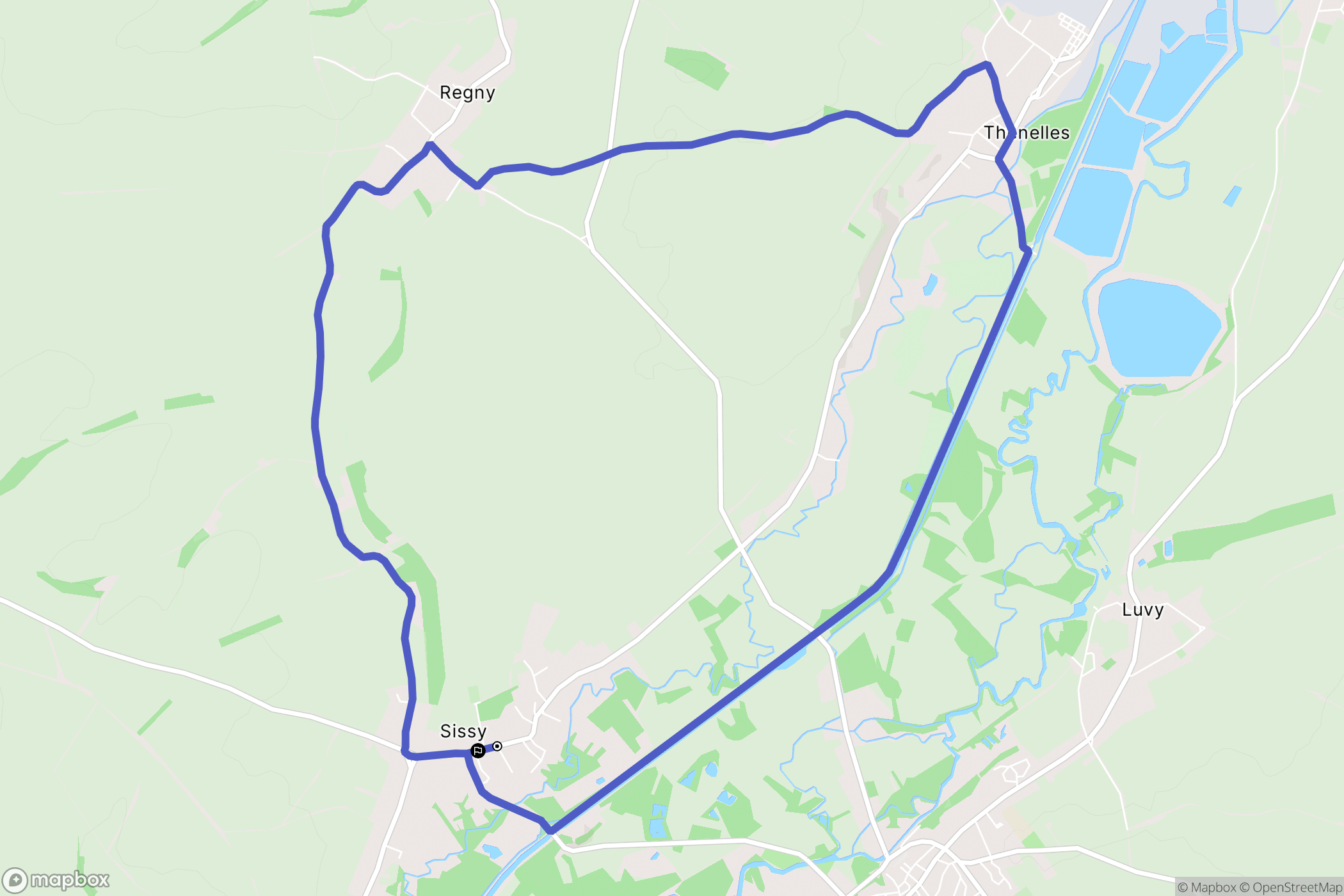 Sissy : carte du parcours de randonnée - France