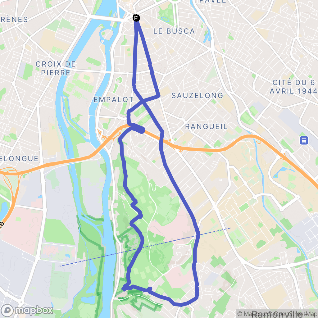 Toulouse : carte du parcours de randonnée - France