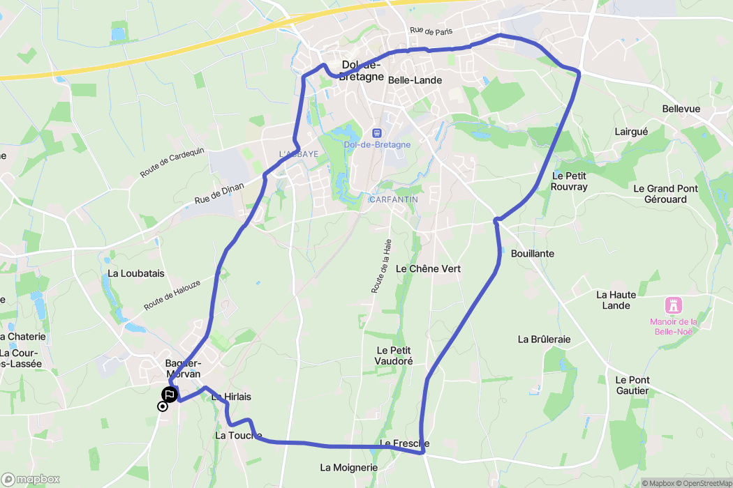 Baguer-Morvan : carte du parcours de randonnée - France