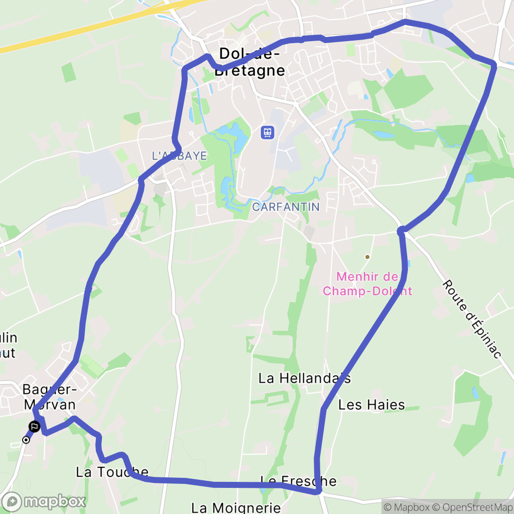Baguer-Morvan : carte du parcours de randonnée - France