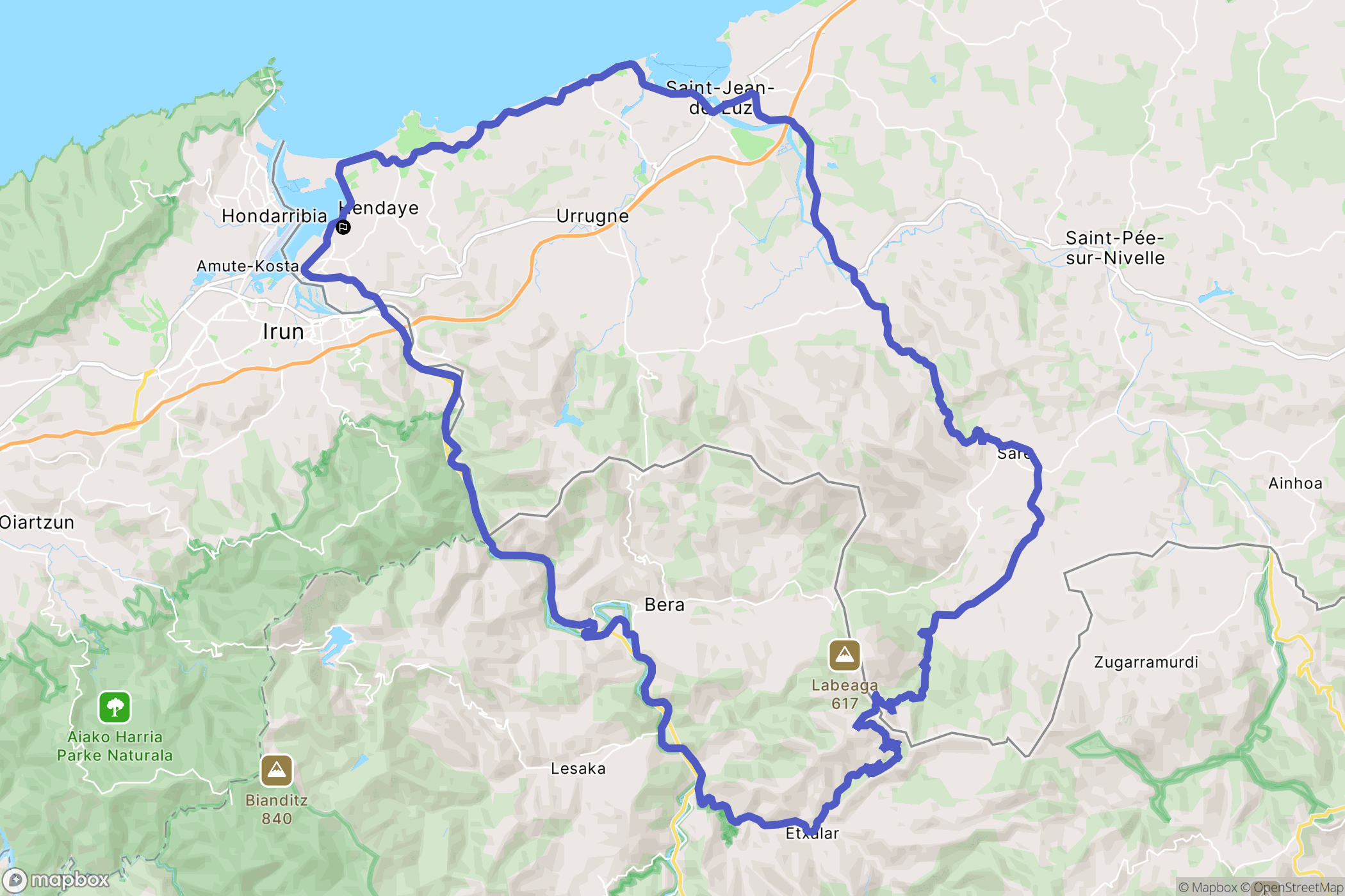 Hendaye : carte du parcours de randonnée - France