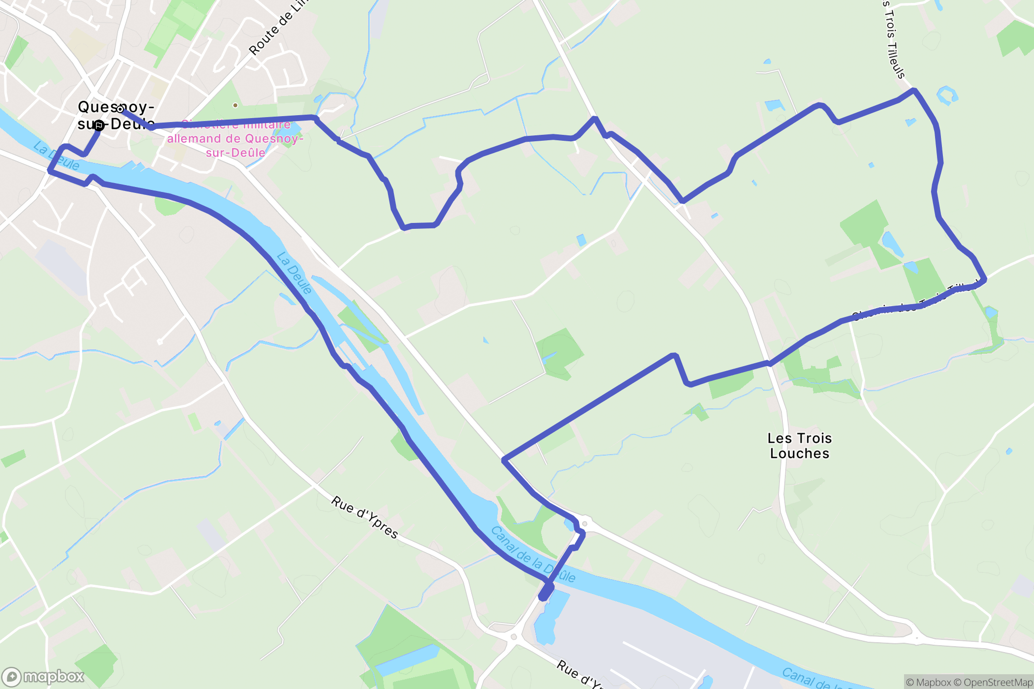 Quesnoy-sur-Deûle : carte du parcours de randonnée - France