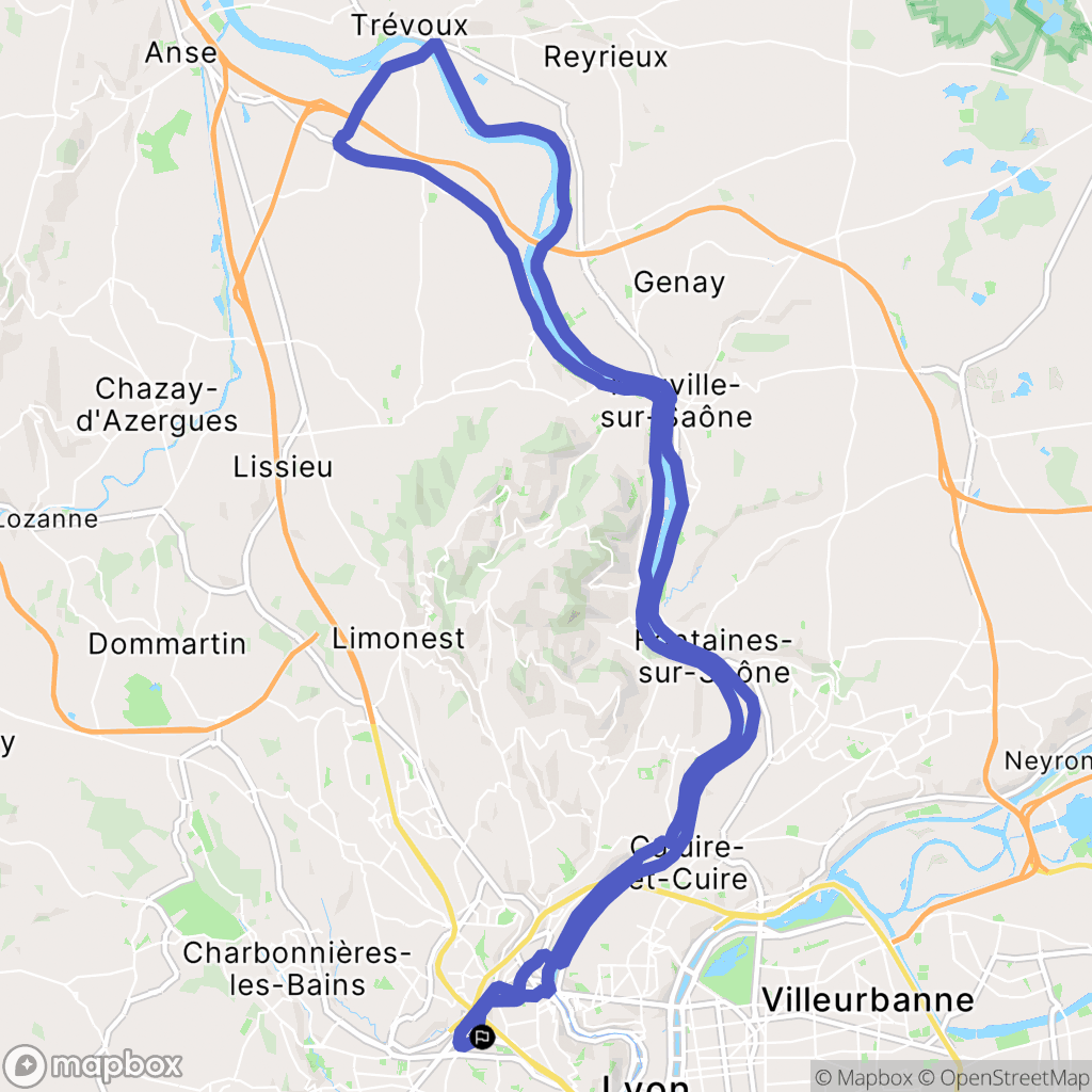 Lyon : carte du parcours de randonnée - France