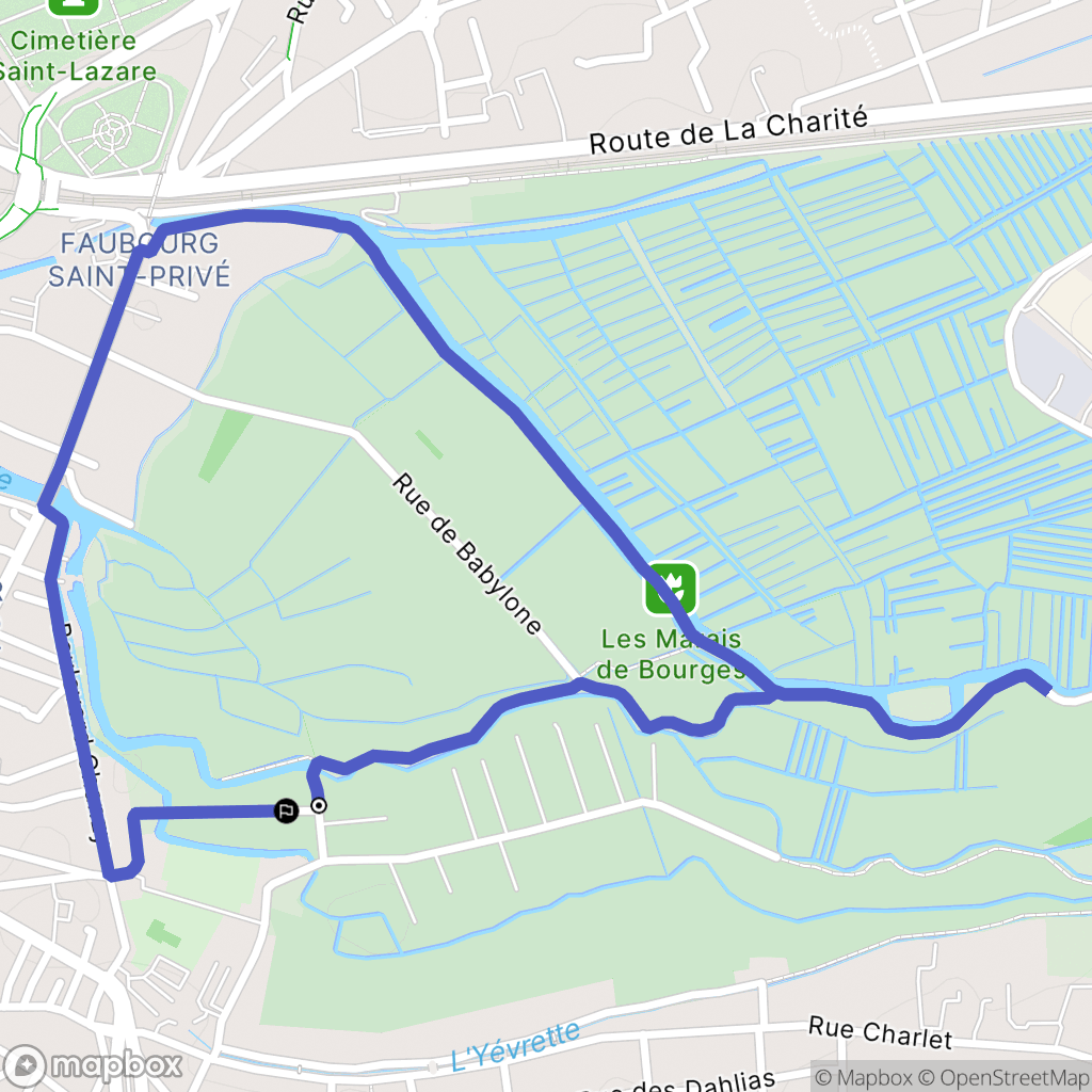 Bourges : carte du parcours de randonnée - France
