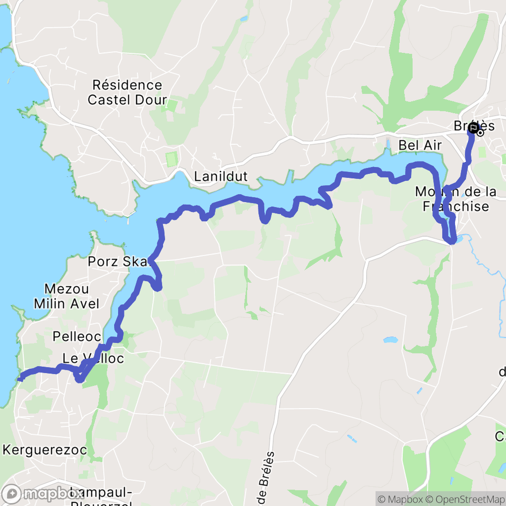 Brélès : carte du parcours de randonnée - France