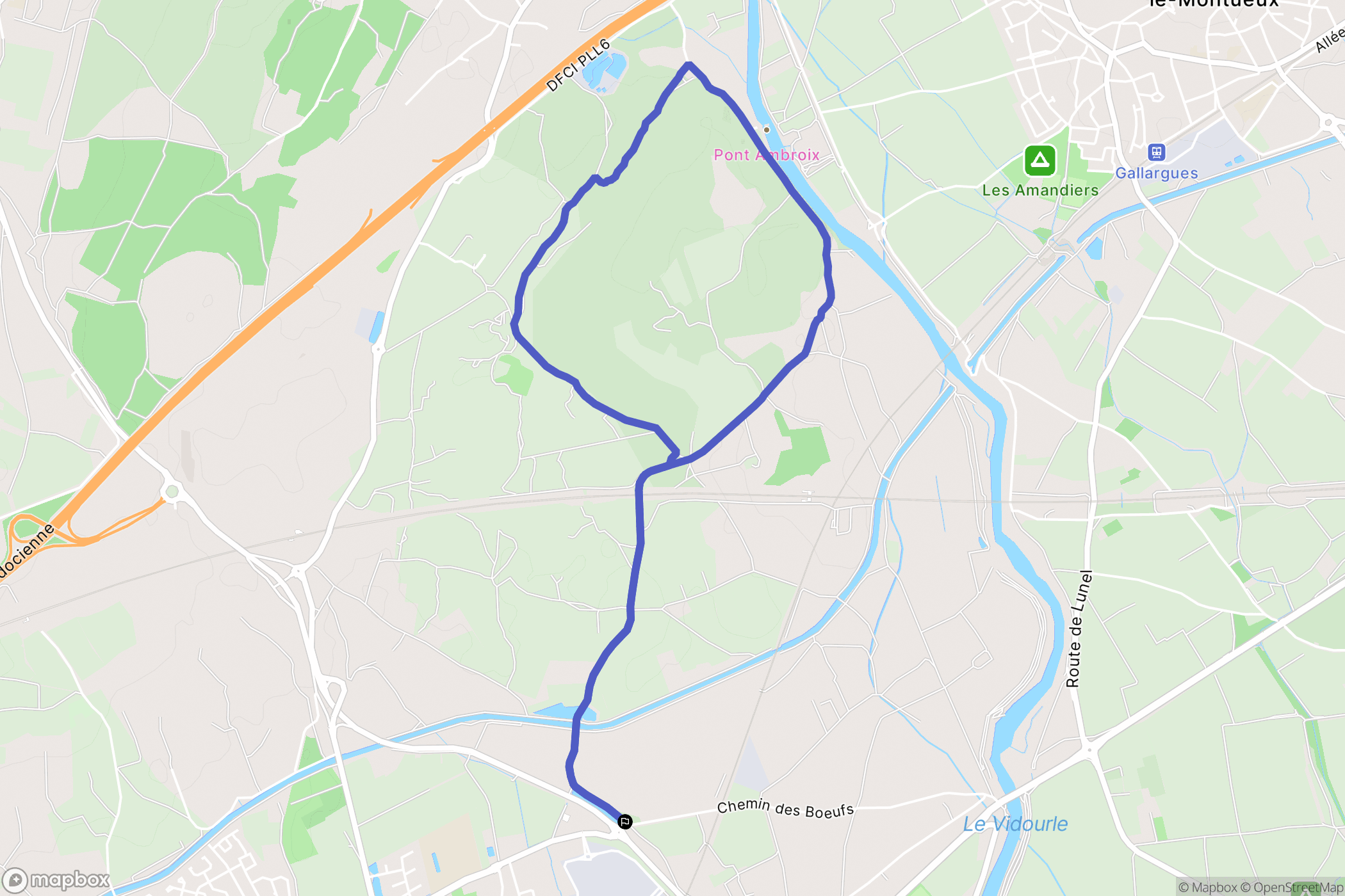 Lunel : carte du parcours de randonnée - France