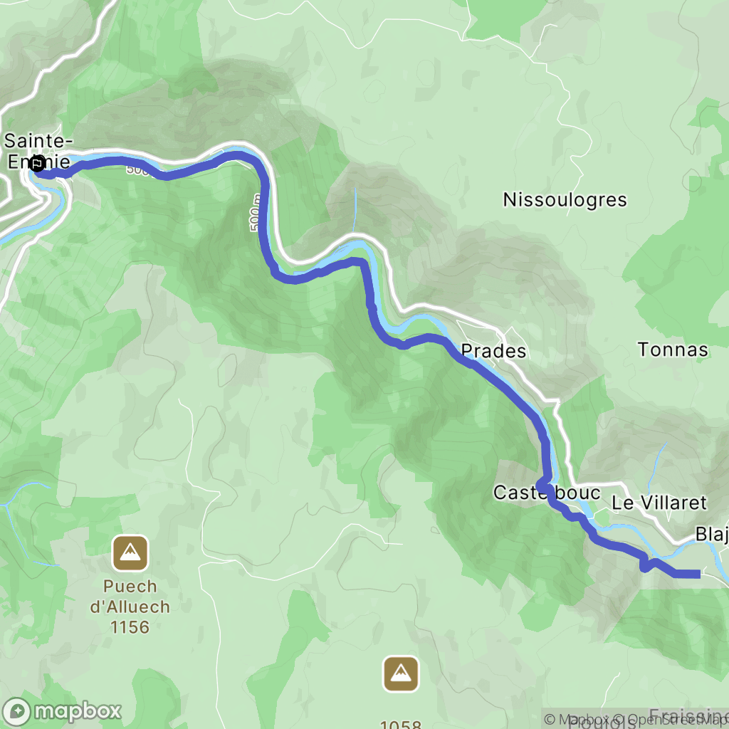 Gorges du Tarn Causses : carte du parcours de randonnée - France