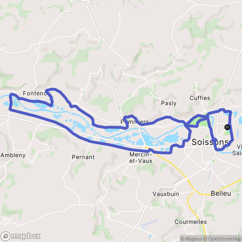 Soissons : carte du parcours de randonnée - France