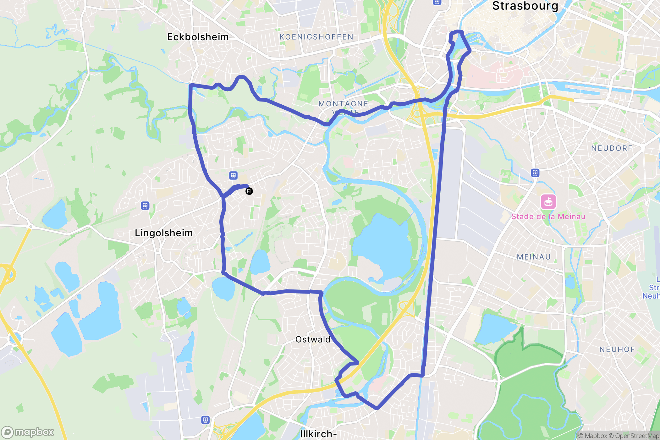 Lingolsheim : carte du parcours de randonnée - France