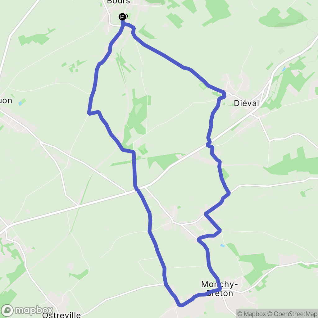 Bours : carte du parcours de randonnée - France