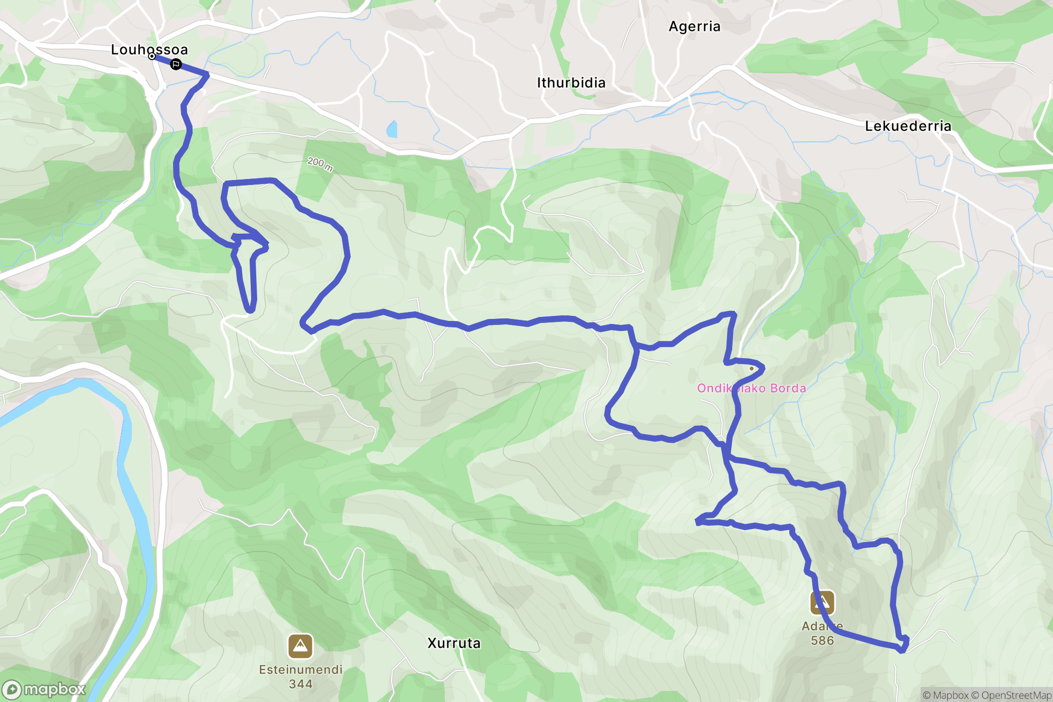 Louhossoa : carte du parcours de randonnée - France