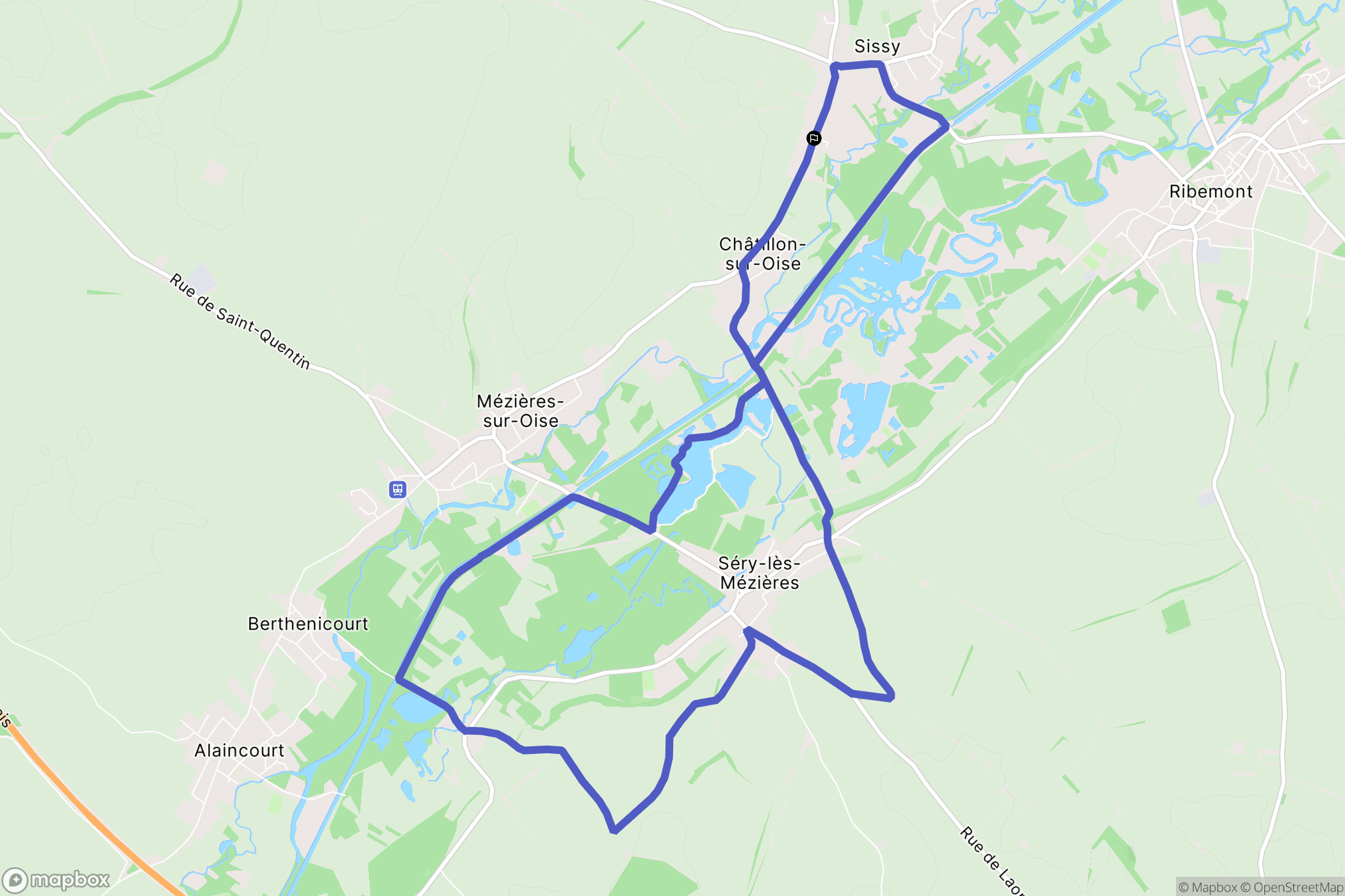 Sissy : carte du parcours de randonnée - France