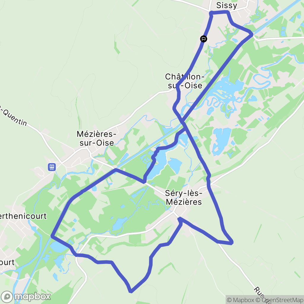 Sissy : carte du parcours de randonnée - France