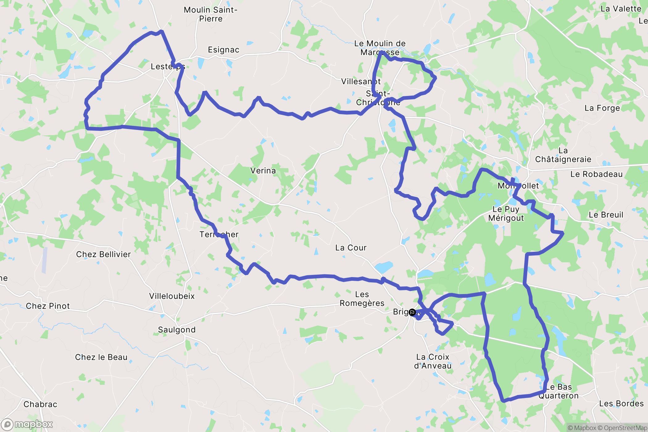 Brigueuil : carte du parcours de randonnée - France