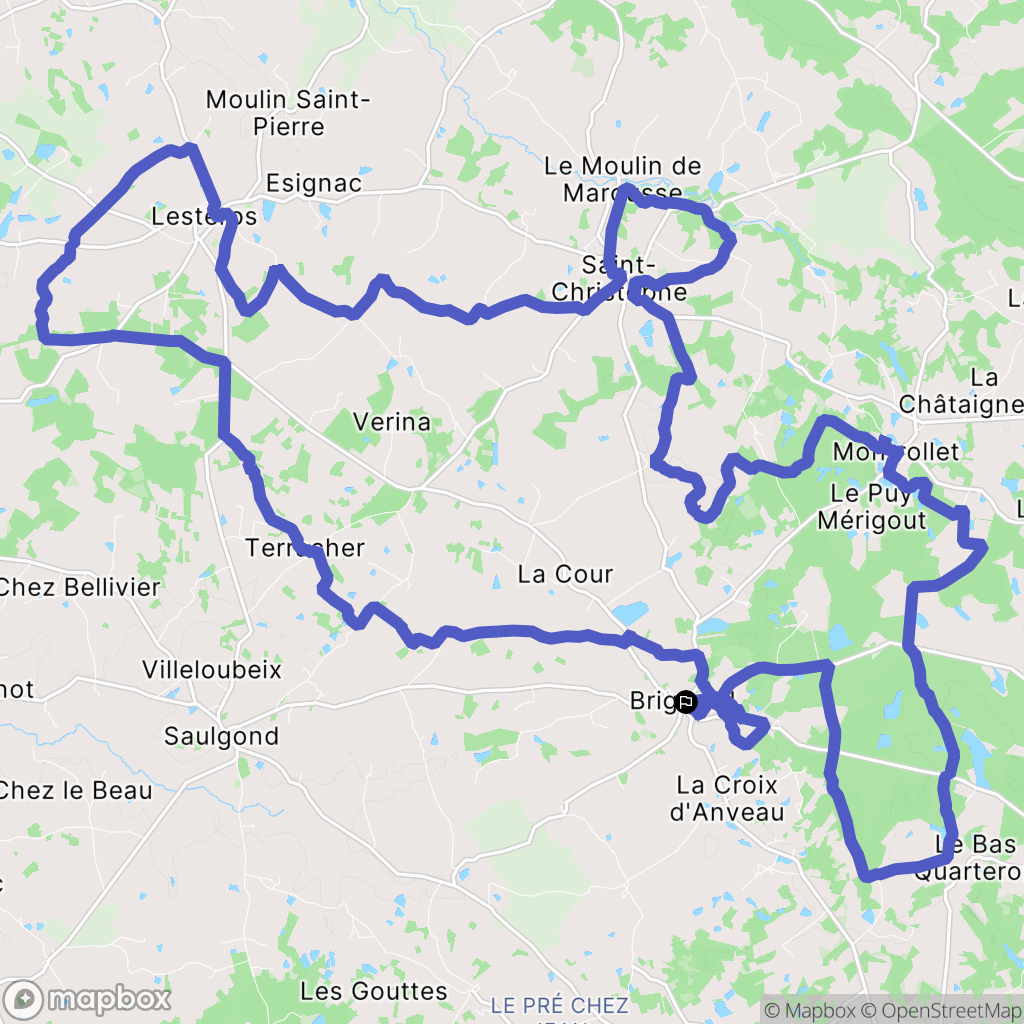 Brigueuil : carte du parcours de randonnée - France