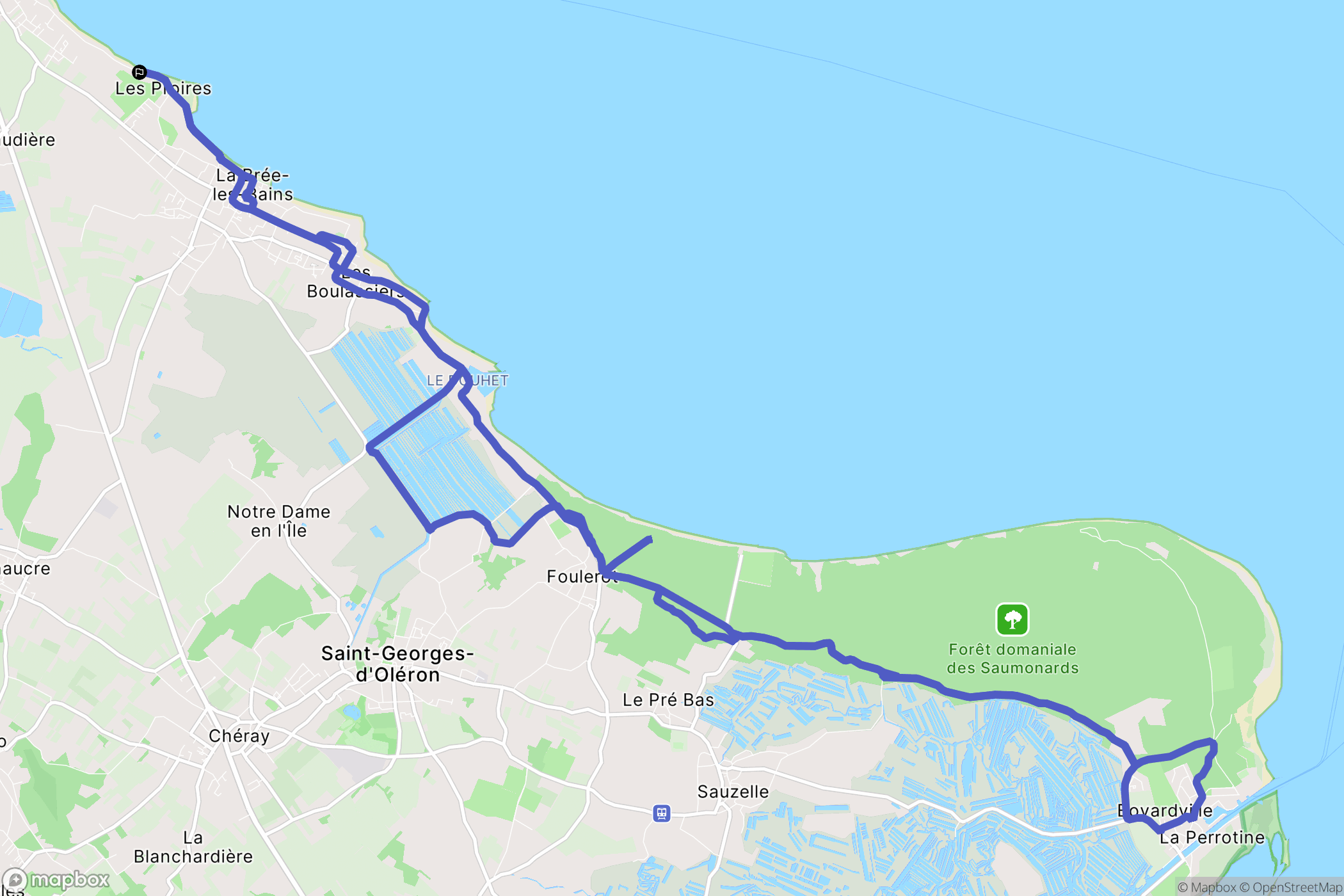 Saint-Denis-d'Oléron : carte du parcours de randonnée - France