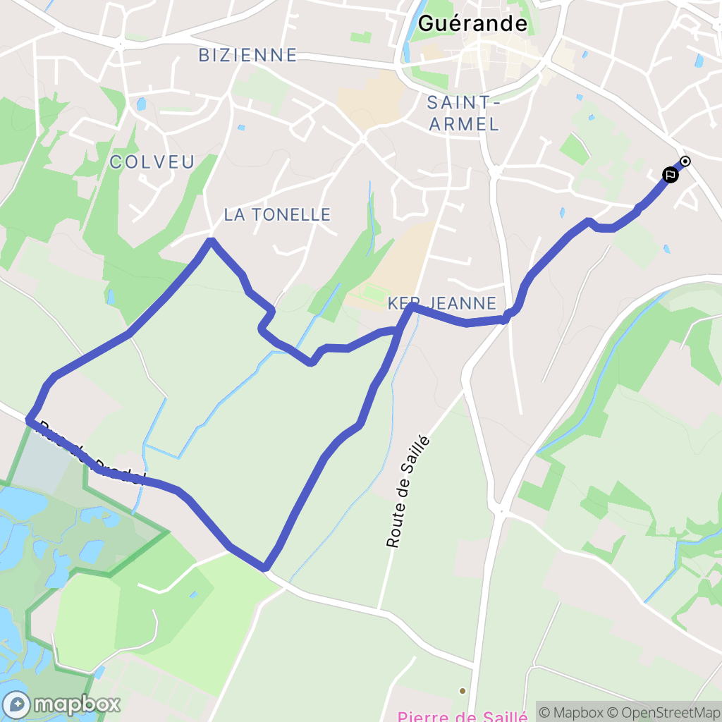 Guérande : carte du parcours de randonnée - France